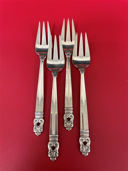 (4) Royal Danish International Sterling Silver Salad Forks