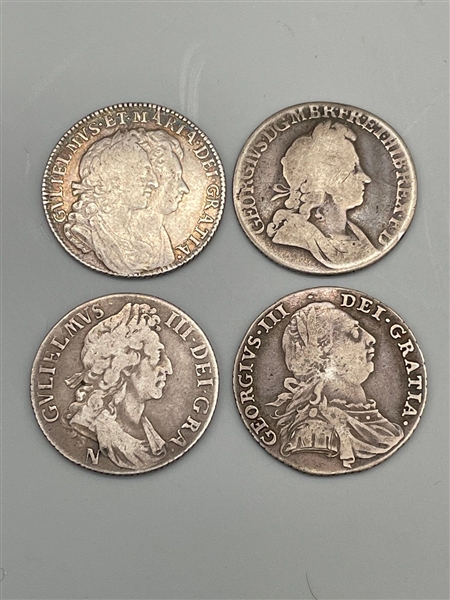 (4) Great Britain 17th and 18th Century Shillings and Sixpence