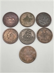 (7) 19th Century Hard Times Tokens