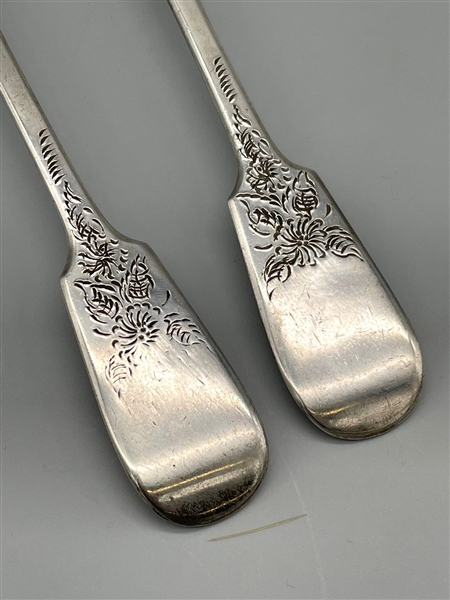 (2) Sterling Silver Berry Serving Spoons 19th Century