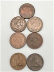 (7) Belgium 10 Centimes Copper Coins