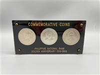 1966 Philippine National Bank Golden Anniversary 3 Silver Coin Set