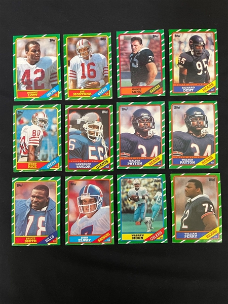 (12) 1986 Topps Football Card Group: Jerry Rice Rookie, Star Cards