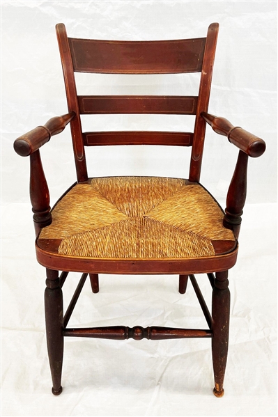 Single Rush Seat Ladder Back Arm Chair Circa 1870s