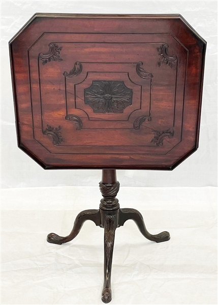 Victorian Mahogany Carved Tilt Top Candle Stand