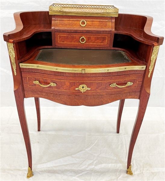 French 19th Century Mahogany and Fruitwood Breccia Marble Secretaire
