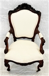 Rococo Revival Rosewood Upholstered Arm Chair