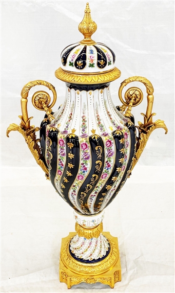 Sevres Manner Ormolu-Mounted Porcelain Lidded Floor Vase