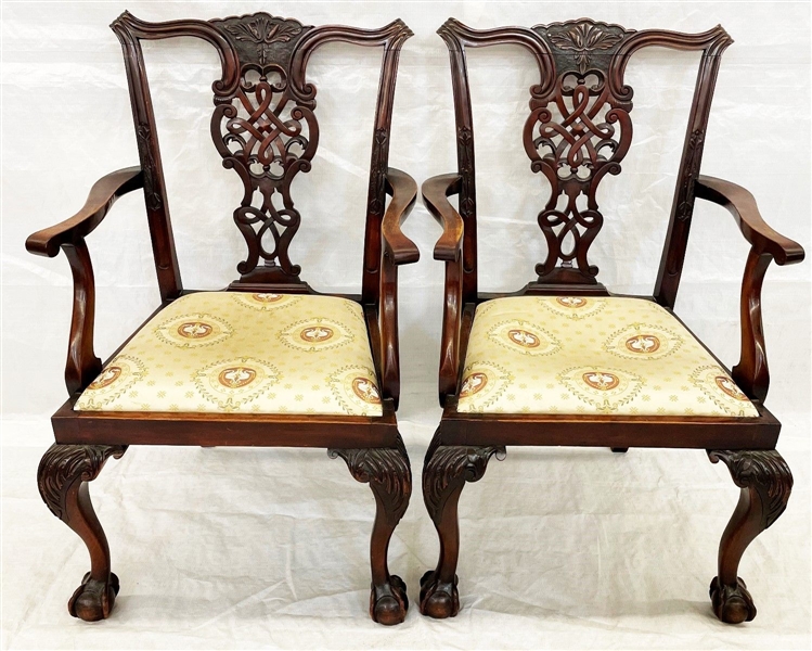 (2) Chippendale Style Arm Chairs