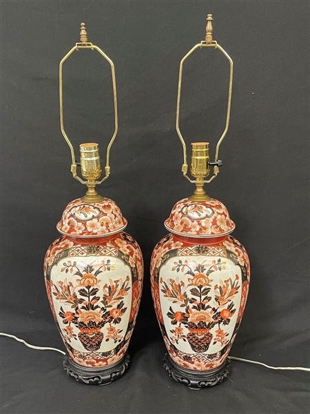 Pair of Japanese Imari Vase Lamps