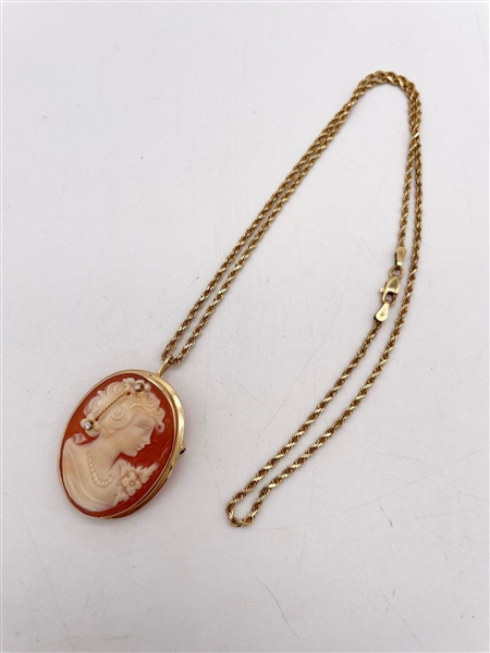 14k Gold Cameo on 10k Gold Chain