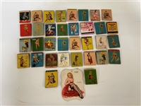 (34) Pin Up Matchbook Covers and (1) Luggage Tag