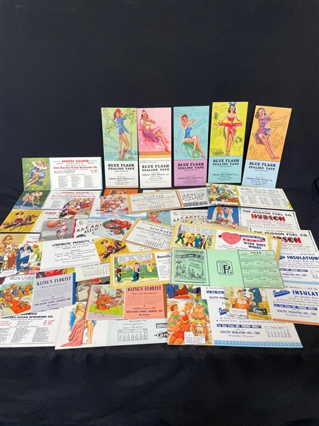 Group of Pin-Up Advertising Calendar Cards and Schedules