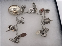Sterling Silver Charm Bracelet 18 Charms