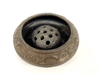 Early Japan Tokanabe Shallow Bowl With Flower Frog