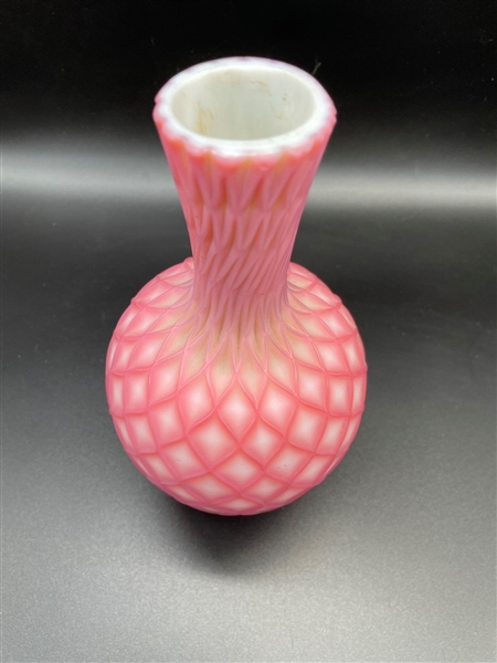 Style of Webb Cased Glass Quilted Vase
