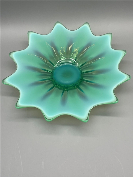 Fostoria Glass Heirloom Green Opalescent Float Bowl
