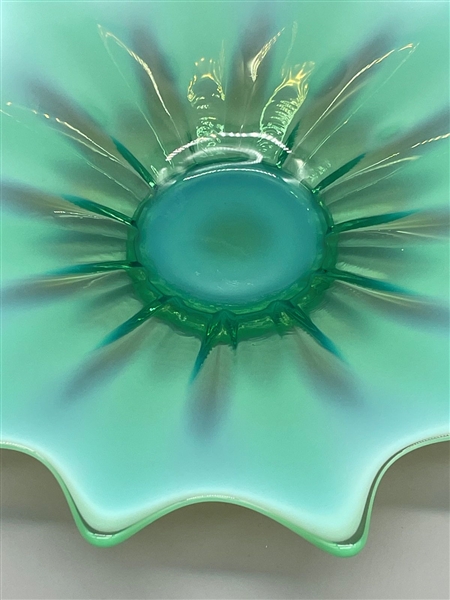Fostoria Glass Heirloom Green Opalescent Float Bowl