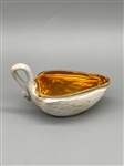 Sevres France Swan Bisque Porcelain Gold Wash Sauce Bowl