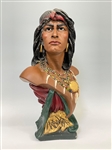 Massive Hiawatha "The Iroquois Peacemaker" Chalk Ware Bust Sculpture