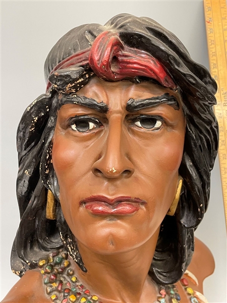 Massive Hiawatha The Iroquois Peacemaker Chalk Ware Bust Sculpture