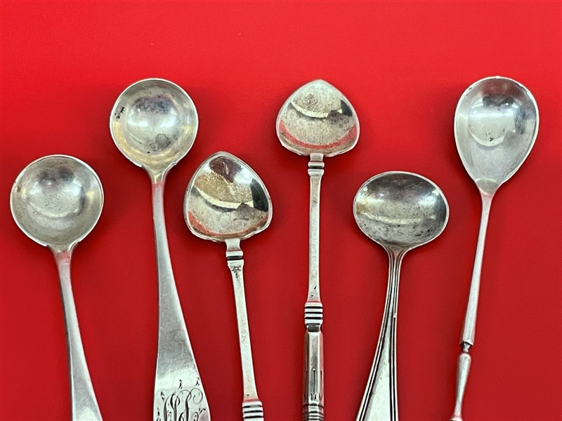(6) Small Sterling Silver Condiment Ladles
