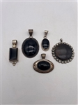 (5) Sterling Silver Pendants With Onyx