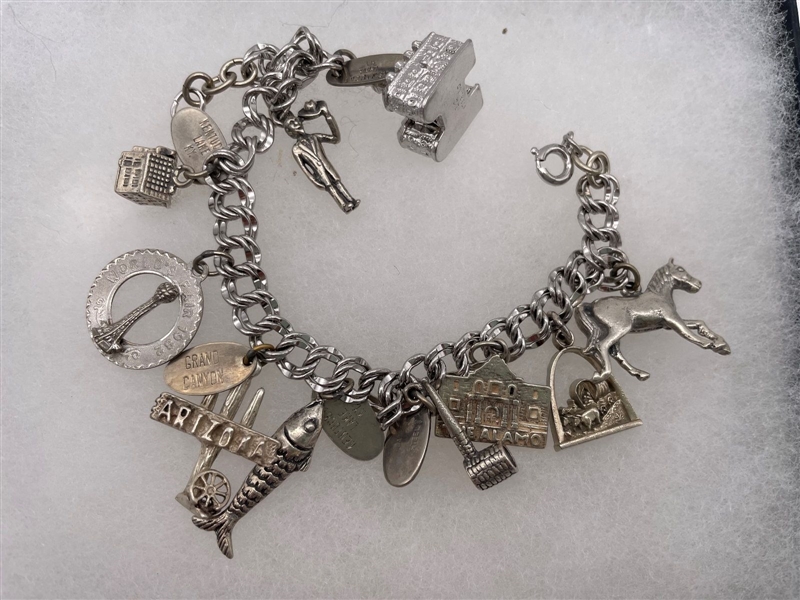 Sterling Silver Charm Bracelet 15 Charms