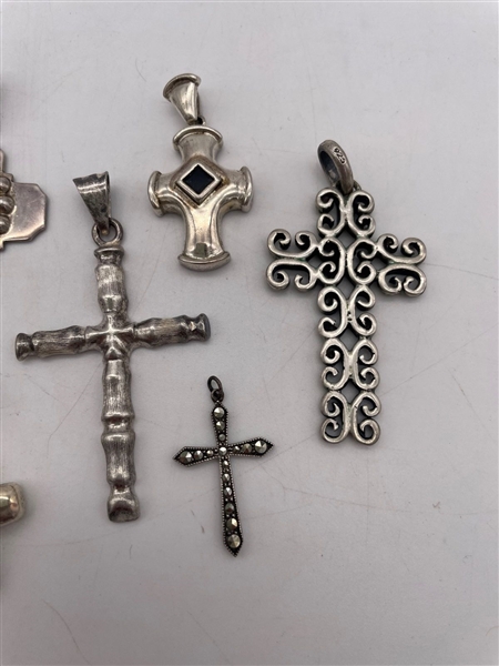 (8) Sterling Silver Cross Pendants