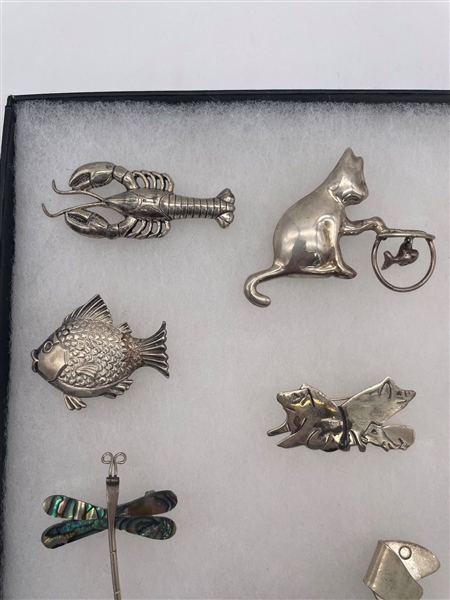 (13) Sterling Silver Animal Brooches