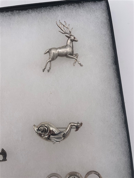 (13) Sterling Silver Animal Brooches