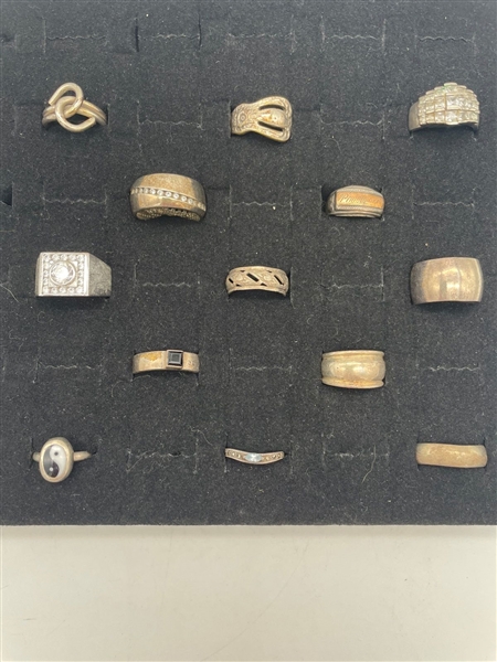 (13) Group of Sterling Silver Rings