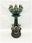Outstanding Jardiniere With Dragon Handle Detail Mottled Green 