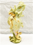 Art Nouveau Sculpture Fairies With Flowing Leaves Vase