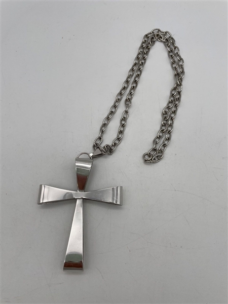Sterling Silver Cross and Necklace Signed Wells