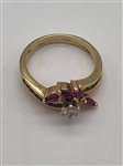 14k Gold Diamond and Ruby Wedding Ring