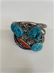 Nelson Emerson Sterling and Turquoise Large Cuff Bracelet