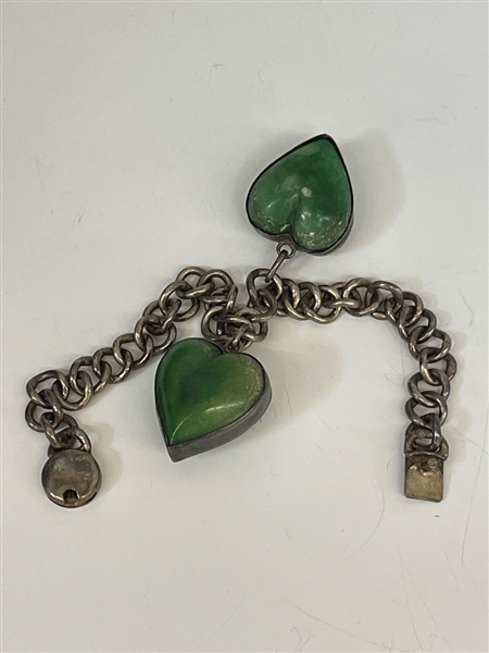 Sterling Silver and Jade Heart Bracelet
