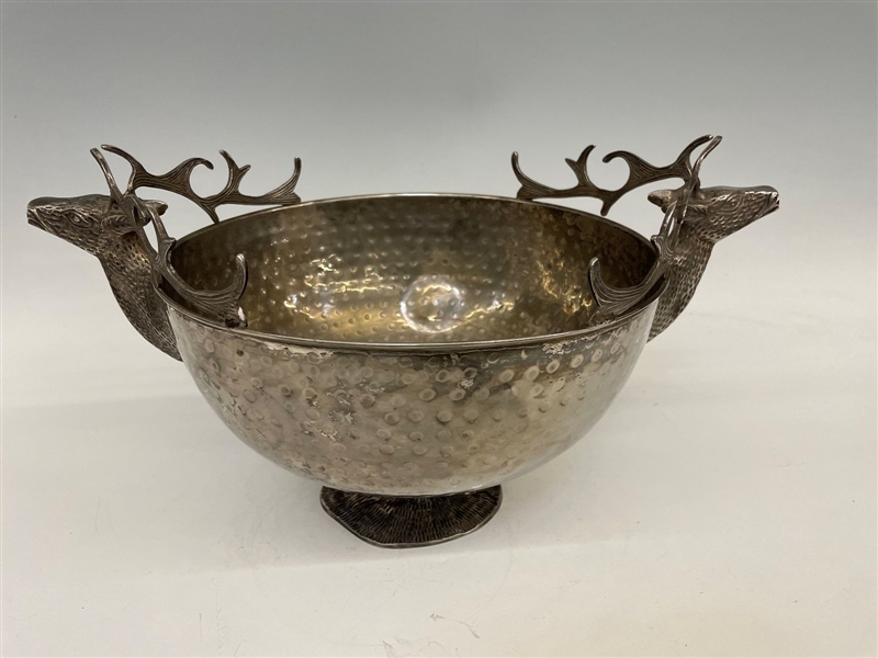 Stag Silver Plated Hammered Punch Bowl