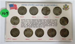 United States Wartime Silver Nickels (109)