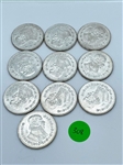 (10) 1967 Mexico Un Peso .100 Silver Uncirculated Condition (#308)