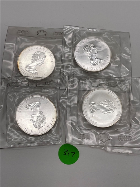 (4) Canada 1988 1 Ounce .999 $5 Dollar Coin Proof OGP Sealed (#317)