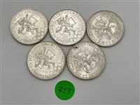 (5) 1968 Mexico $25 Pesos Olympic .720 Silver Coins (#323)