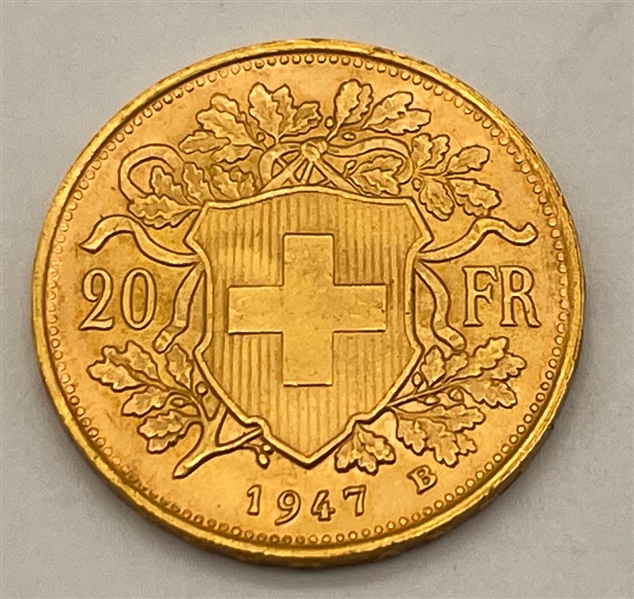 1947 B Switzerland Gold 20 Francs (121)