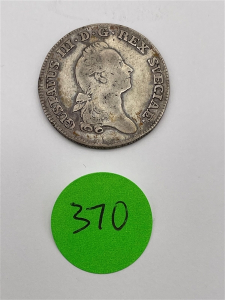 1777 Sweden 1/6 Riksdaler Silver Coin (#370)