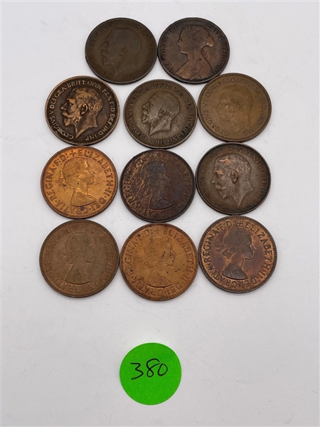 (11) Great Britain Copper Half Pennies (#380)
