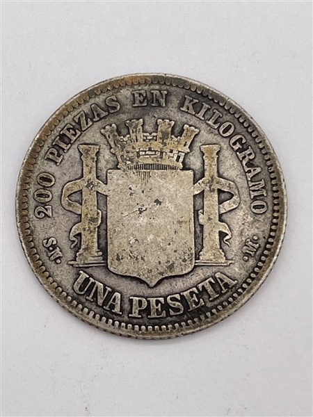 1869 Spain 1 Peseta .835 Silver (#418)