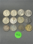 (9) Philippines 20 Centavos .750 Silver Coins (#466)