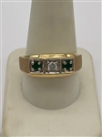14k Gold Diamond and Emerald Ring 