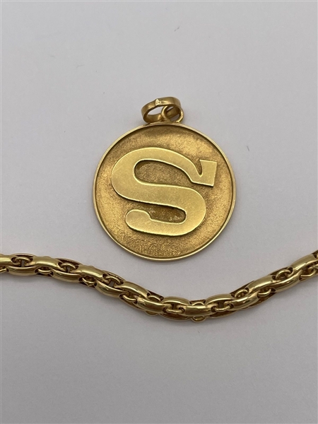 14k Gold Chain with Round 18k Gold S Pendant
